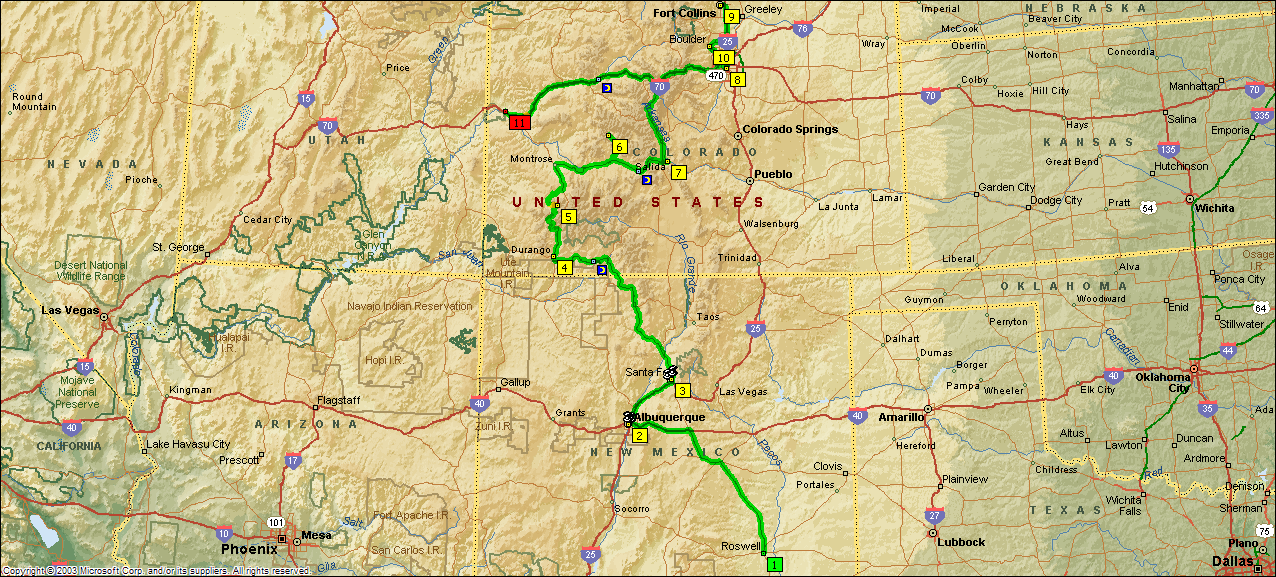 map of new mexico. our way from New Mexico to